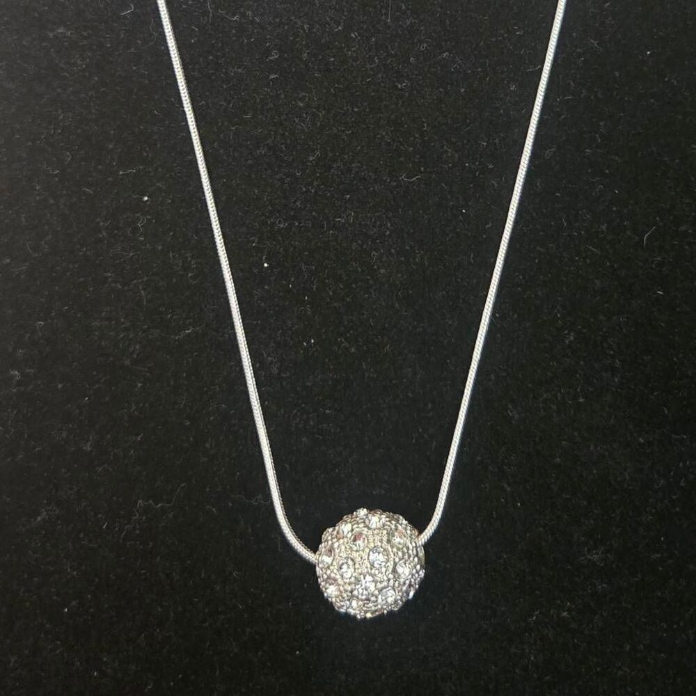 Silver Rhinestone Bead Necklace